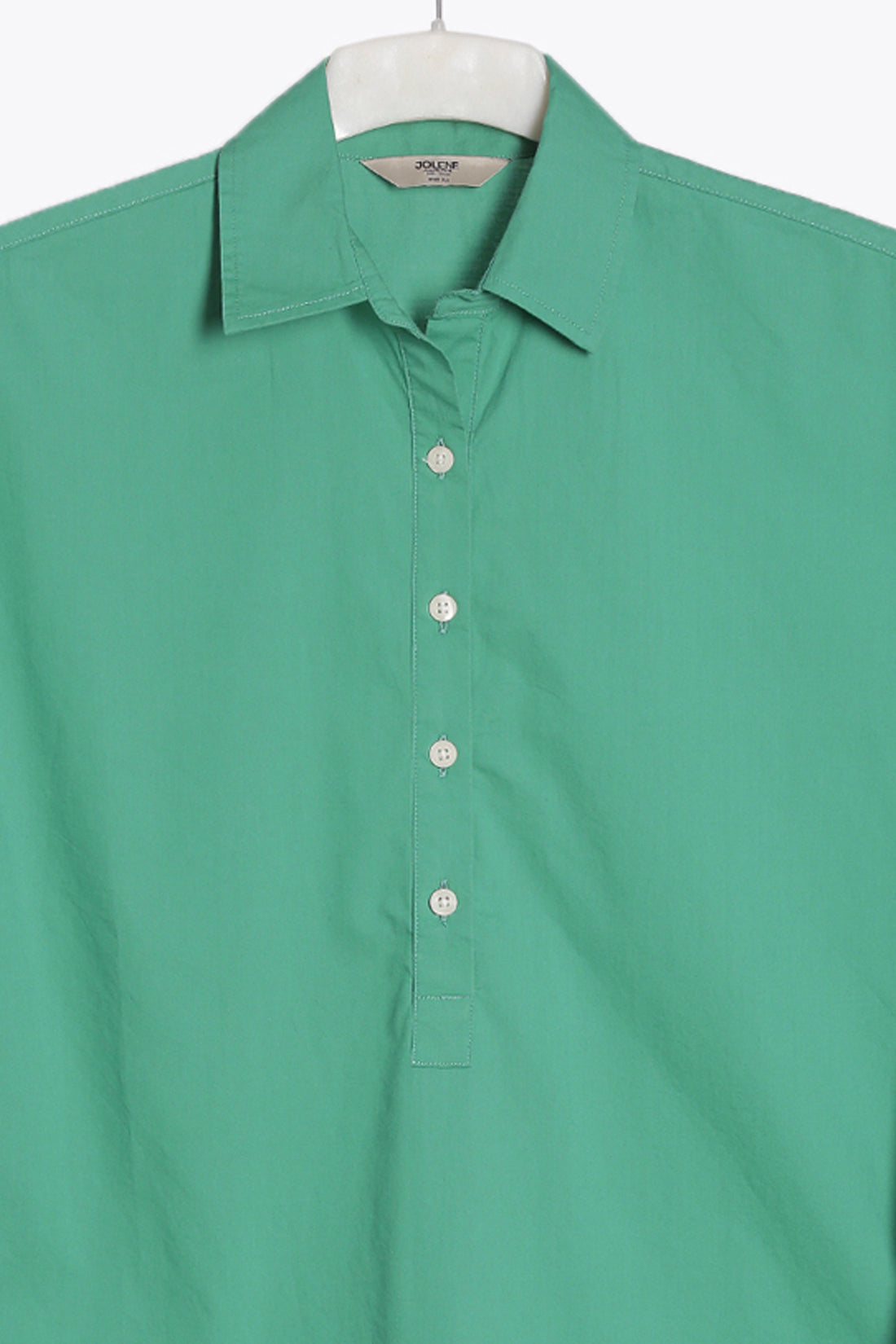 Green Longline Poplin Shirt