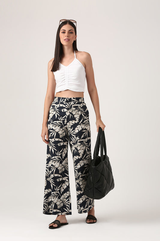 Blue Printed Flare Pants