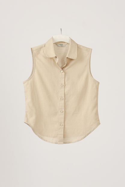 Beige Sleeveless Shirt