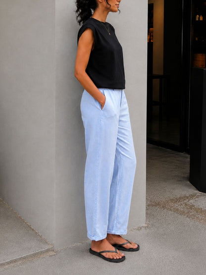 Cloud Blue Soft Linen Pant