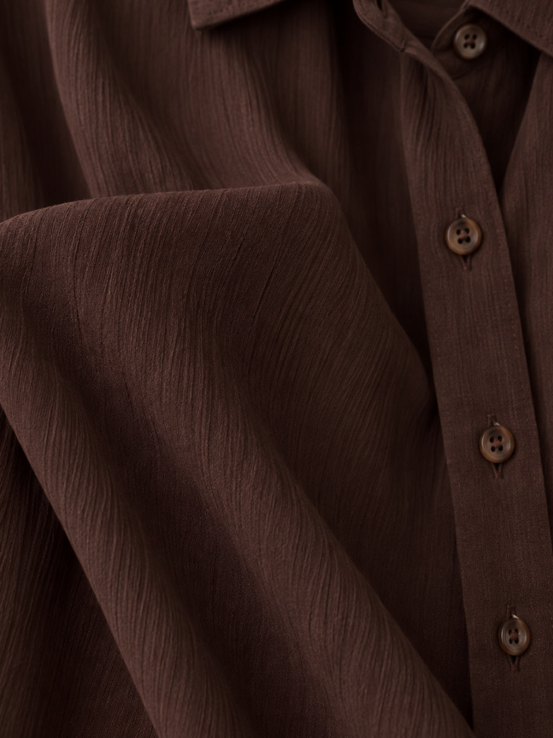Viscose Crinkle Coffee Brown Shirt