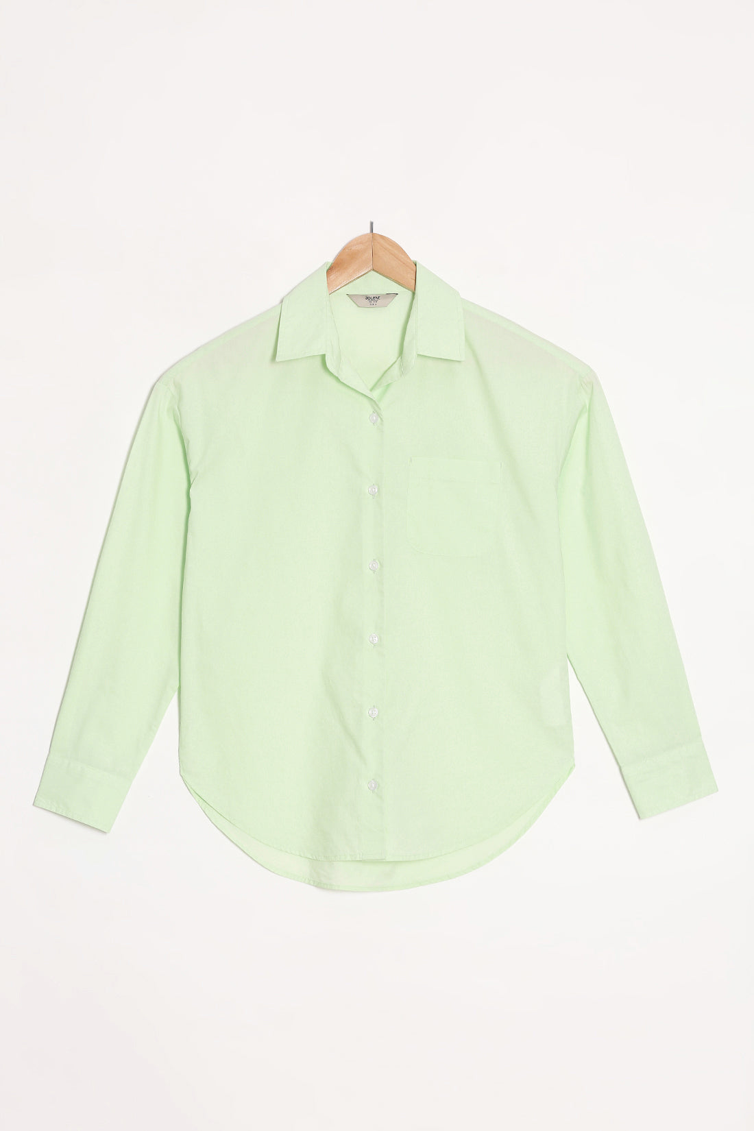 Lime Poplin Shirt With Pocket