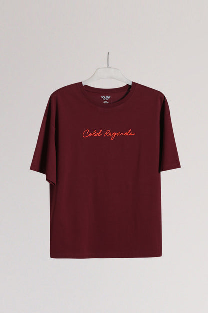 Wine Rope Embroidered Oversized Tee