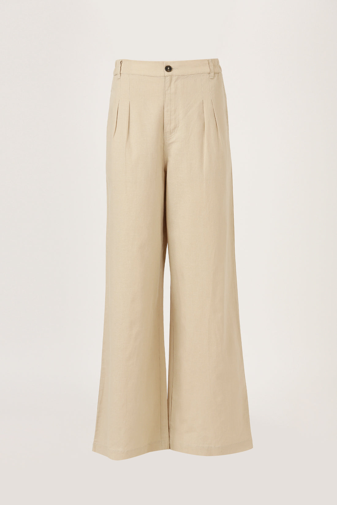 Beige Linen Flare Pant