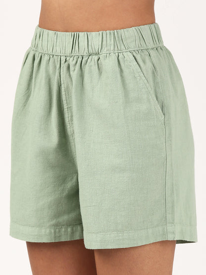 Sage Green Relaxed Linen Shorts