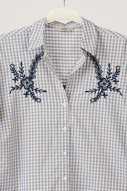 Embroidered Gingham Shirt