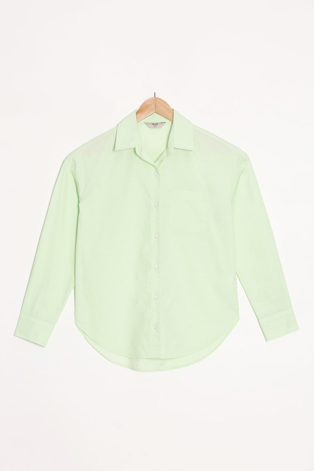 Lime Poplin Shirt With Pocket