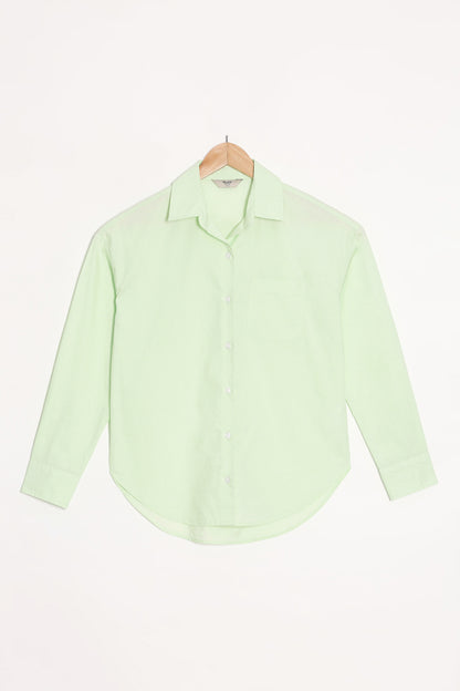 Lime Poplin Shirt With Pocket