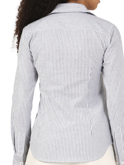 90s Ash Grey Fitted Stripe Shirt