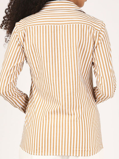 Caramel Stripe Cotton Shirt