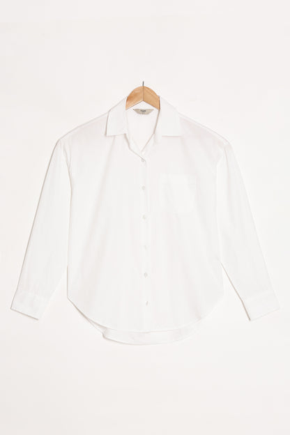 White Poplin Shirt with Pocket