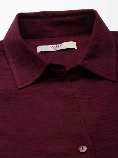 Wine Bishop Sleeve Shirt