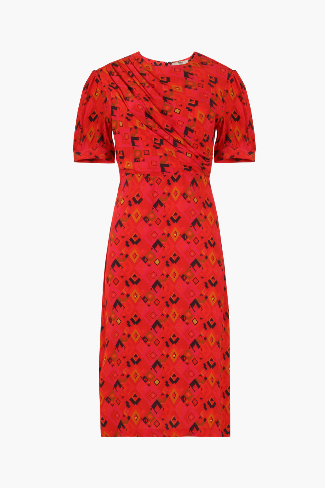 Printed Ruched Midi Dress