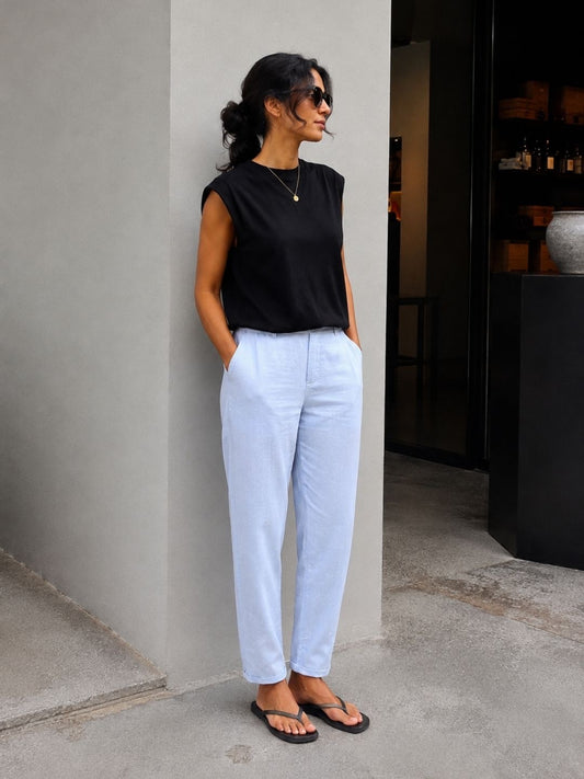 Cloud Blue Soft Linen Pant