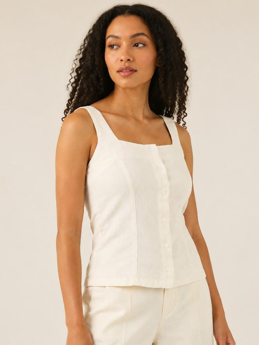 Ivory Linen Corset Top