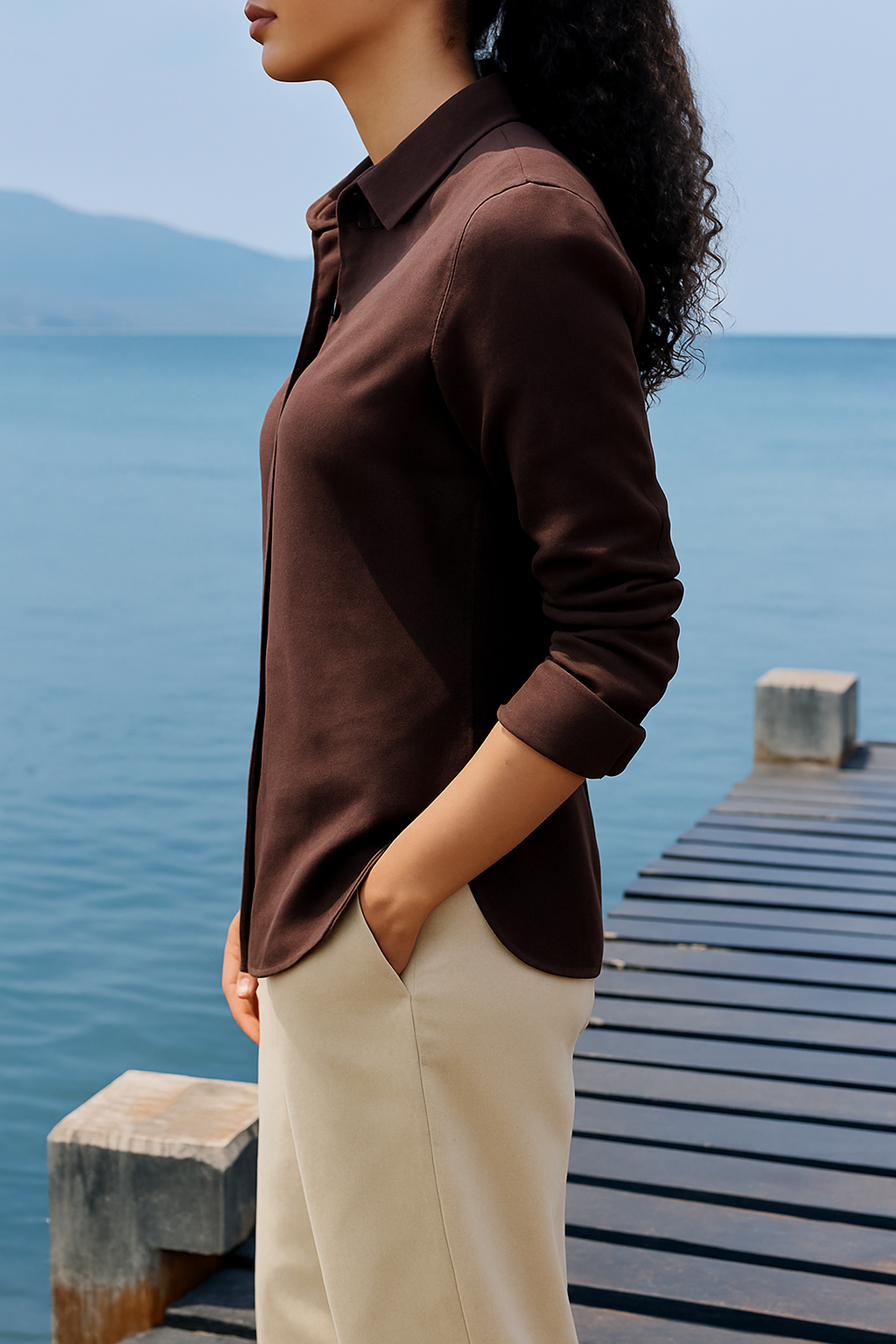 Linen Shirt Classic Fit - Chocolate Brown