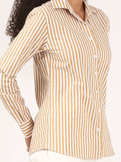Caramel Stripe Cotton Shirt