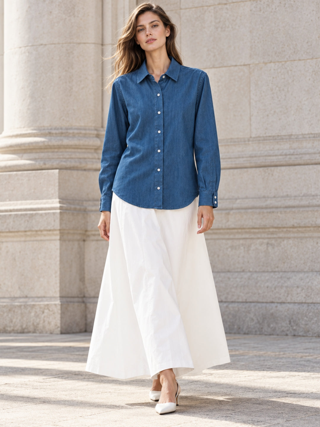 Jolene Lightweight Classic Blue Denim Shirt