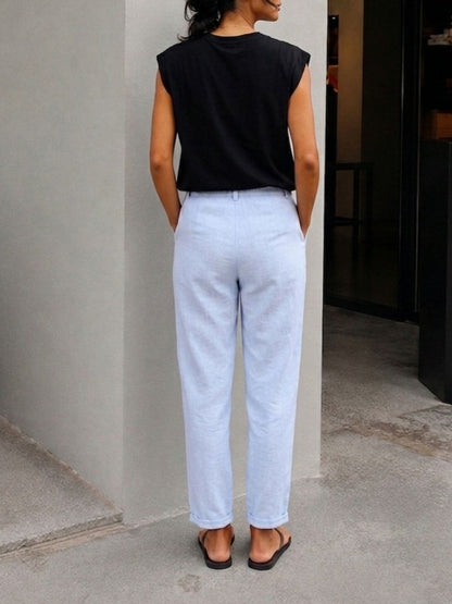 Cloud Blue Soft Linen Pant
