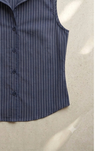 Black Stripe Sleeveless Shirt
