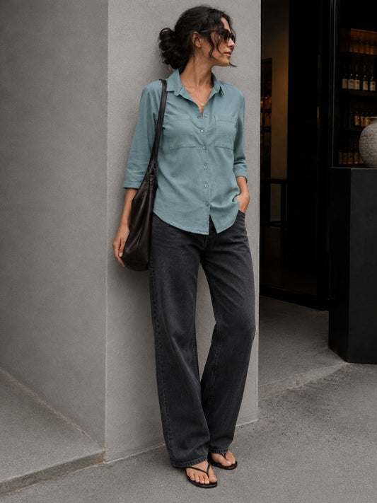 Teal Soft Linen shirt
