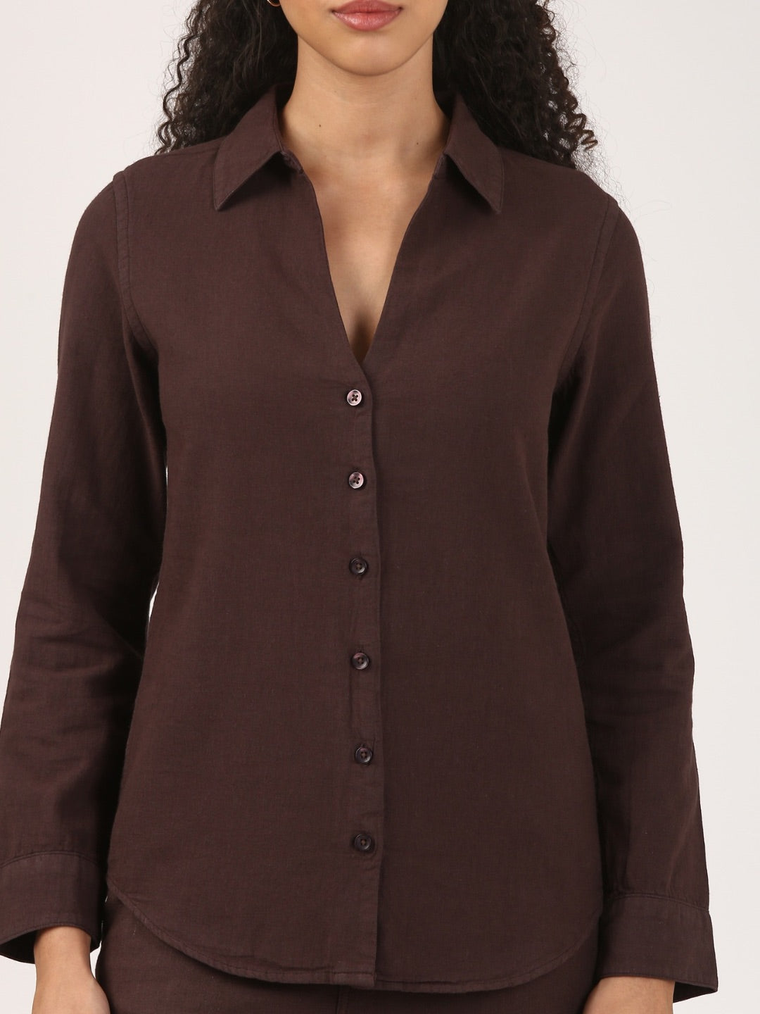 Linen Shirt Classic Fit - Chocolate Brown