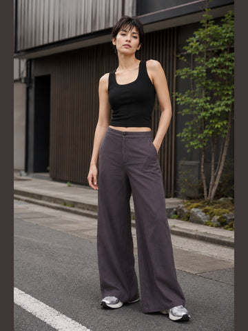 Linen Flare Pant - Charcoal Grey