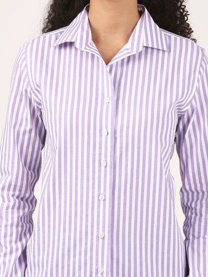 Violet Stripe Cotton Shirt