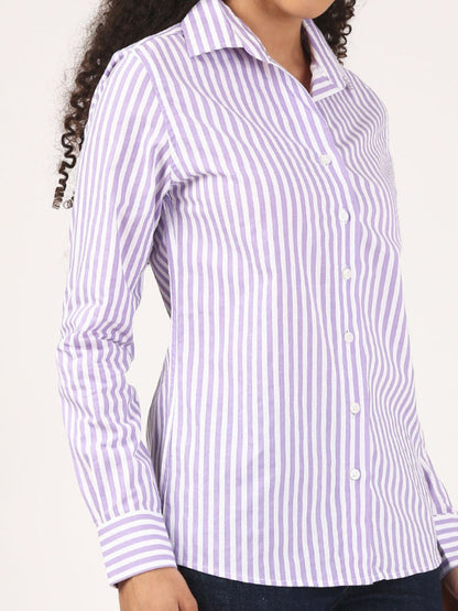 Violet Stripe Cotton Shirt