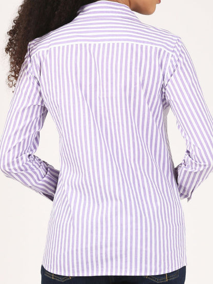 Violet Stripe Cotton Shirt