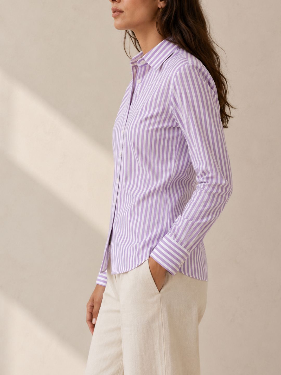 Violet Stripe Cotton Shirt