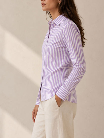 Violet Stripe Cotton Shirt