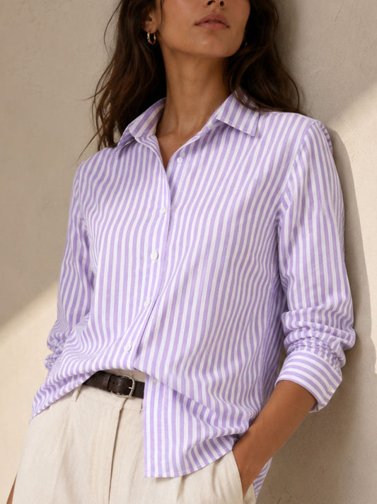 Violet Stripe Cotton Shirt