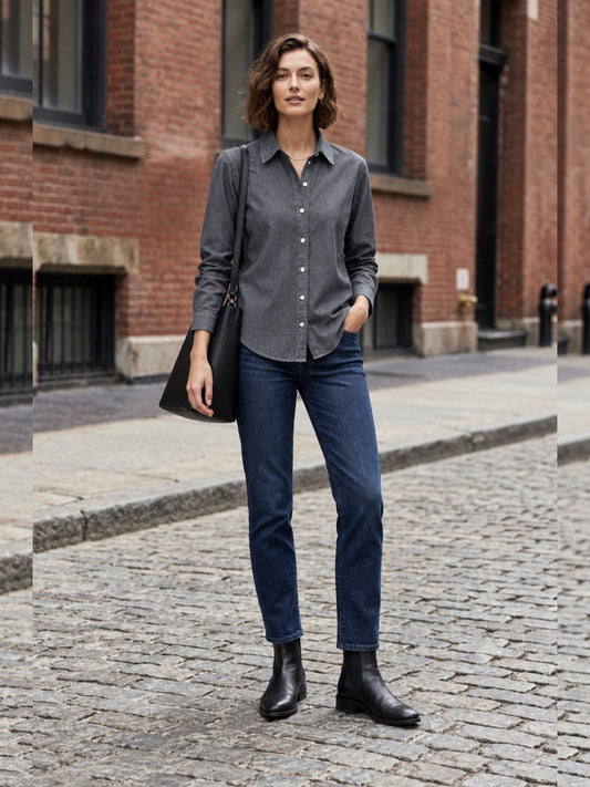 Jolene Lightweight Charcoal Grey Denim City Shirt