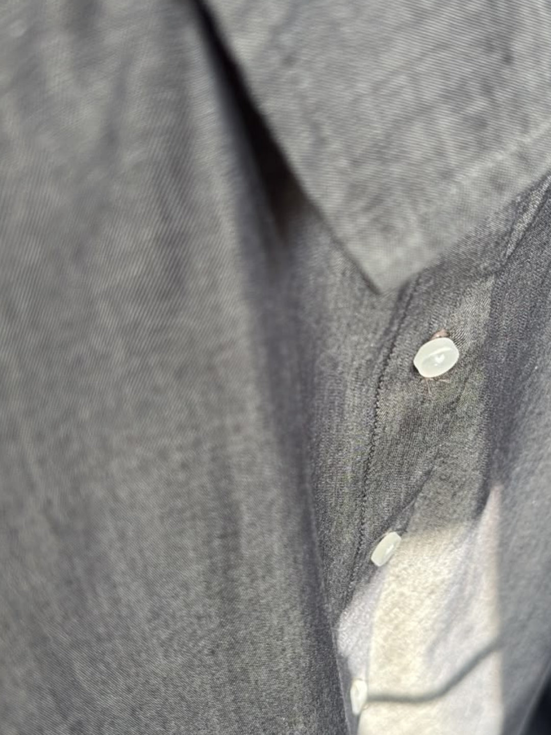 Charcoal grey relaxed fit lightweight denim city shirt with point collar and curved hem – Jolene