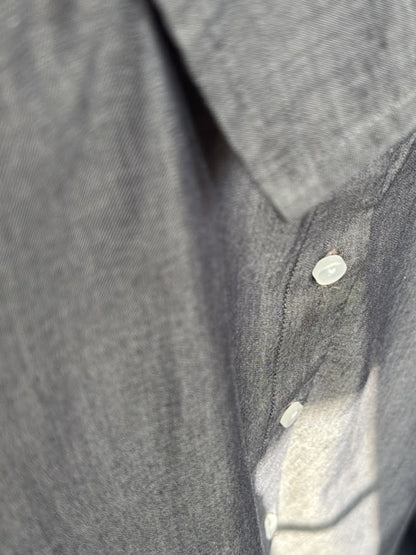 Charcoal grey relaxed fit lightweight denim city shirt with point collar and curved hem – Jolene