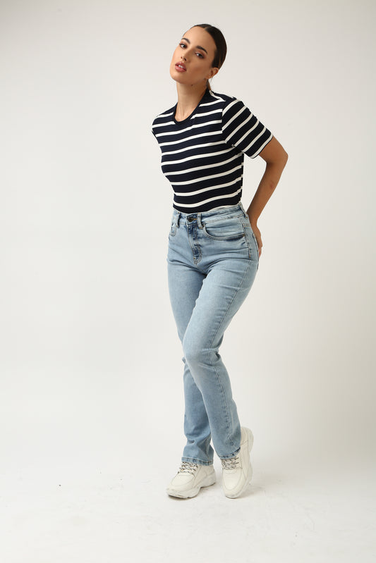 Ice Blue Straight Fit Super Stretch Comfort Jeans