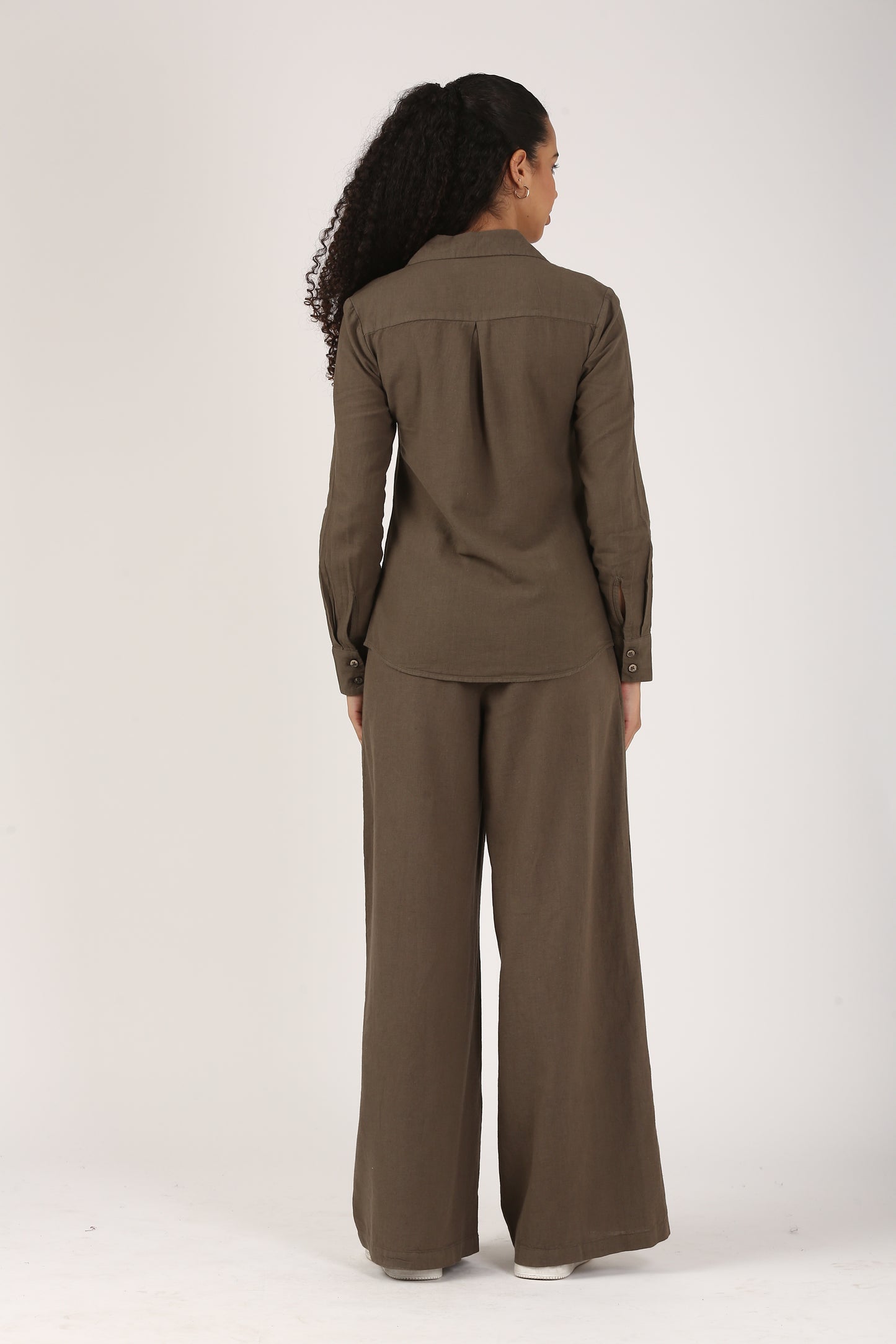 Linen Flare Pant - Olive