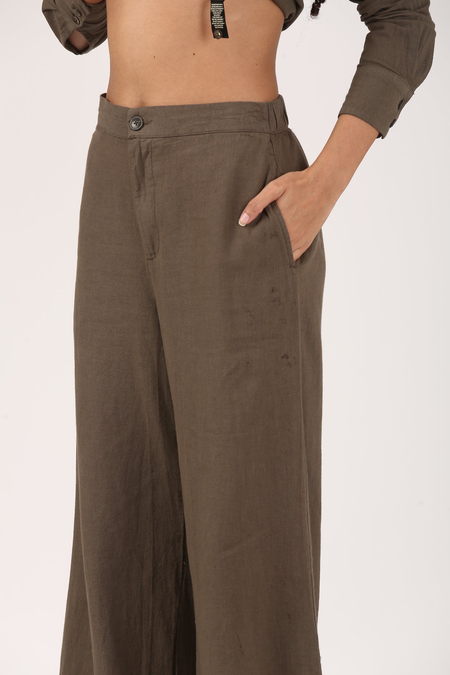 Linen Flare Pant - Olive
