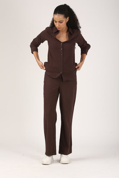 Linen Wide Leg Pants - Chocolate Brown