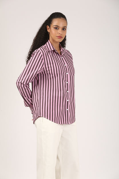 PurpleXCharcoal Broad Stripe Shirt