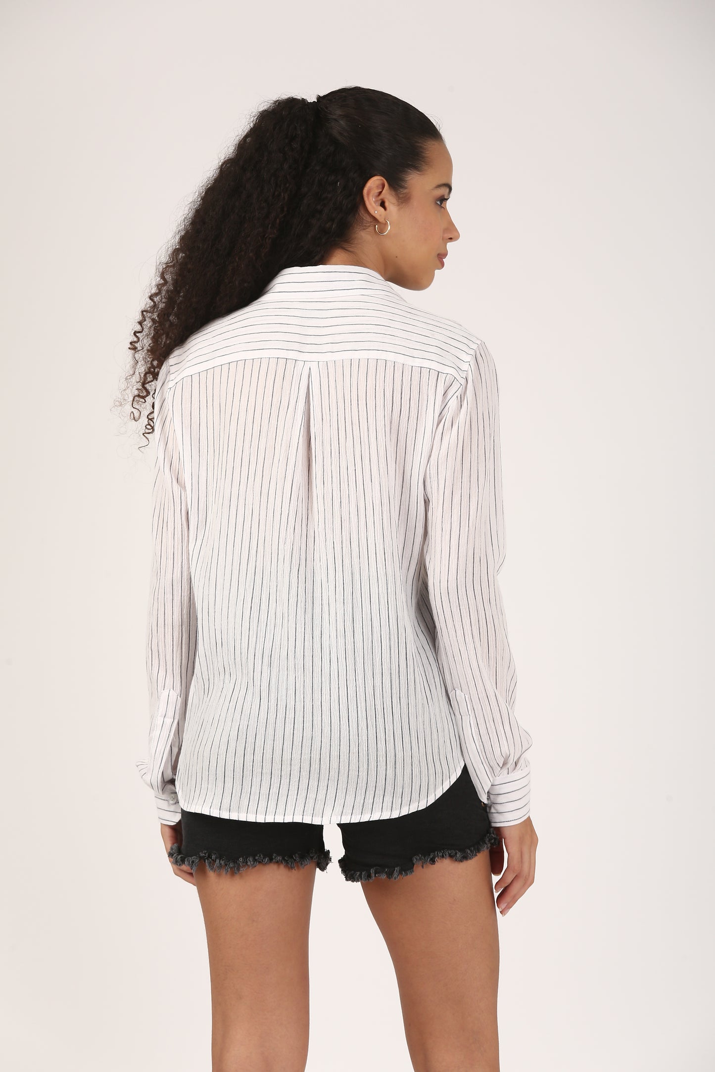 Crinkle Cotton Stripe Shirt