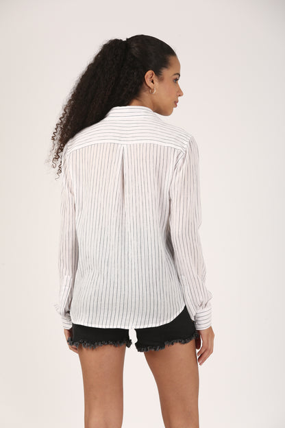 Crinkle Cotton Stripe Shirt
