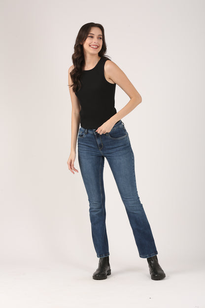 Soft Cotton Rib Sleeveless Black Top