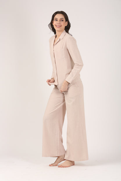Linen Flare Pant - Dusty Pink