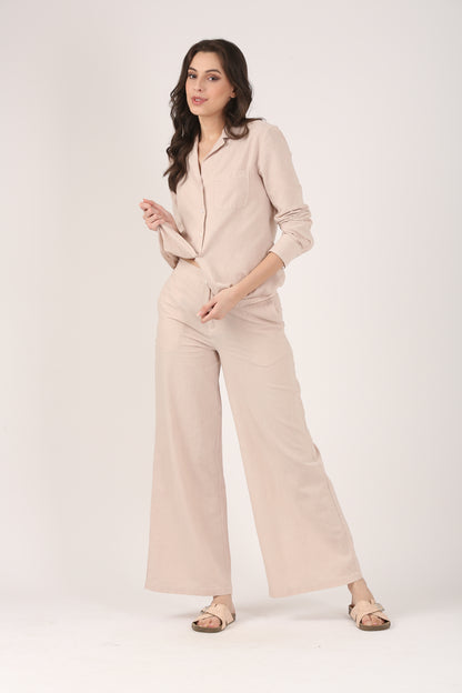 Linen Flare Pant - Dusty Pink