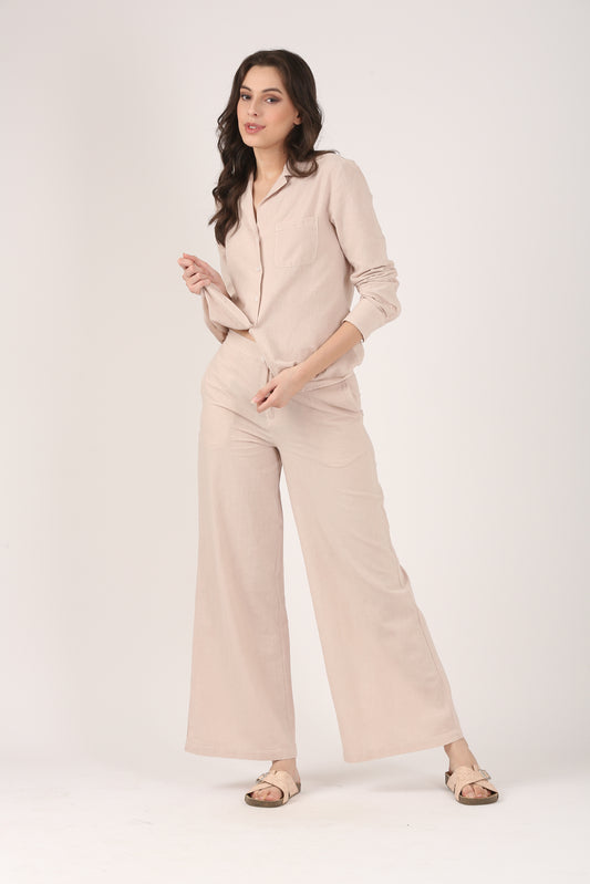 Linen Flare Pant - Dusty Pink