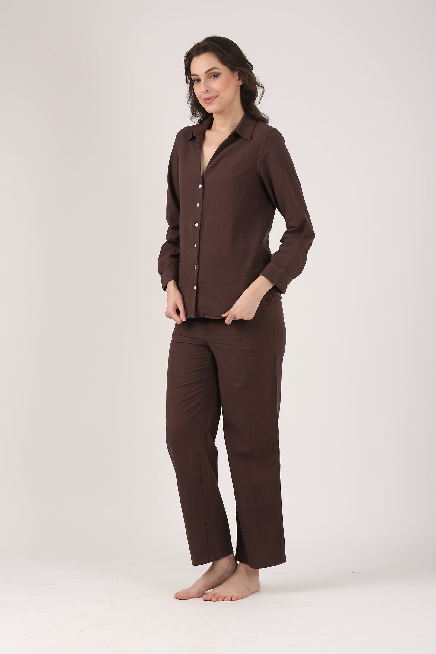 Chocolate Brown Classic Fit Linen Shirt