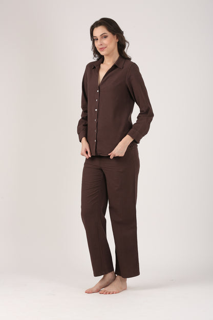 Chocolate Brown Classic Fit Linen Shirt