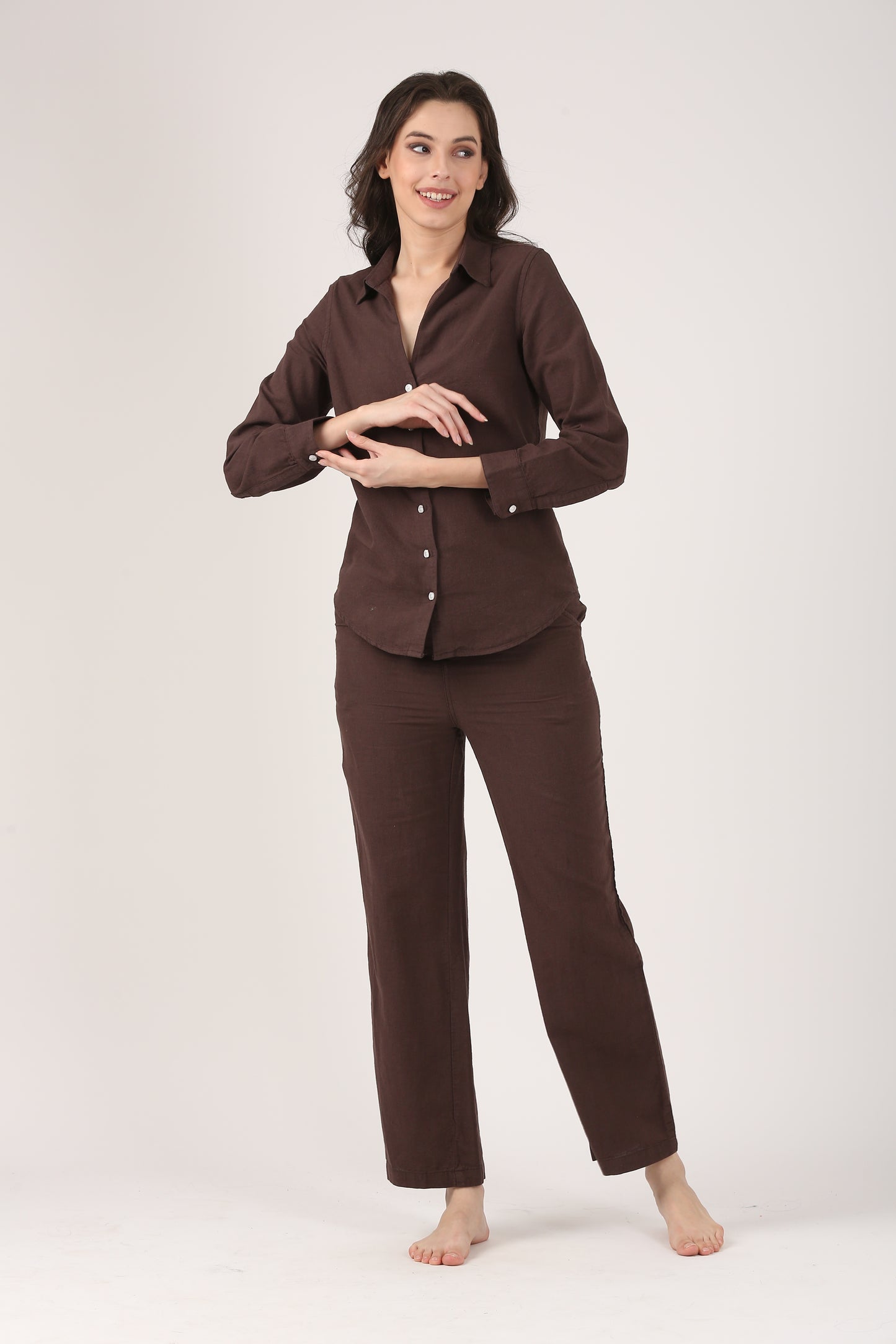Chocolate Brown Classic Fit Linen Shirt